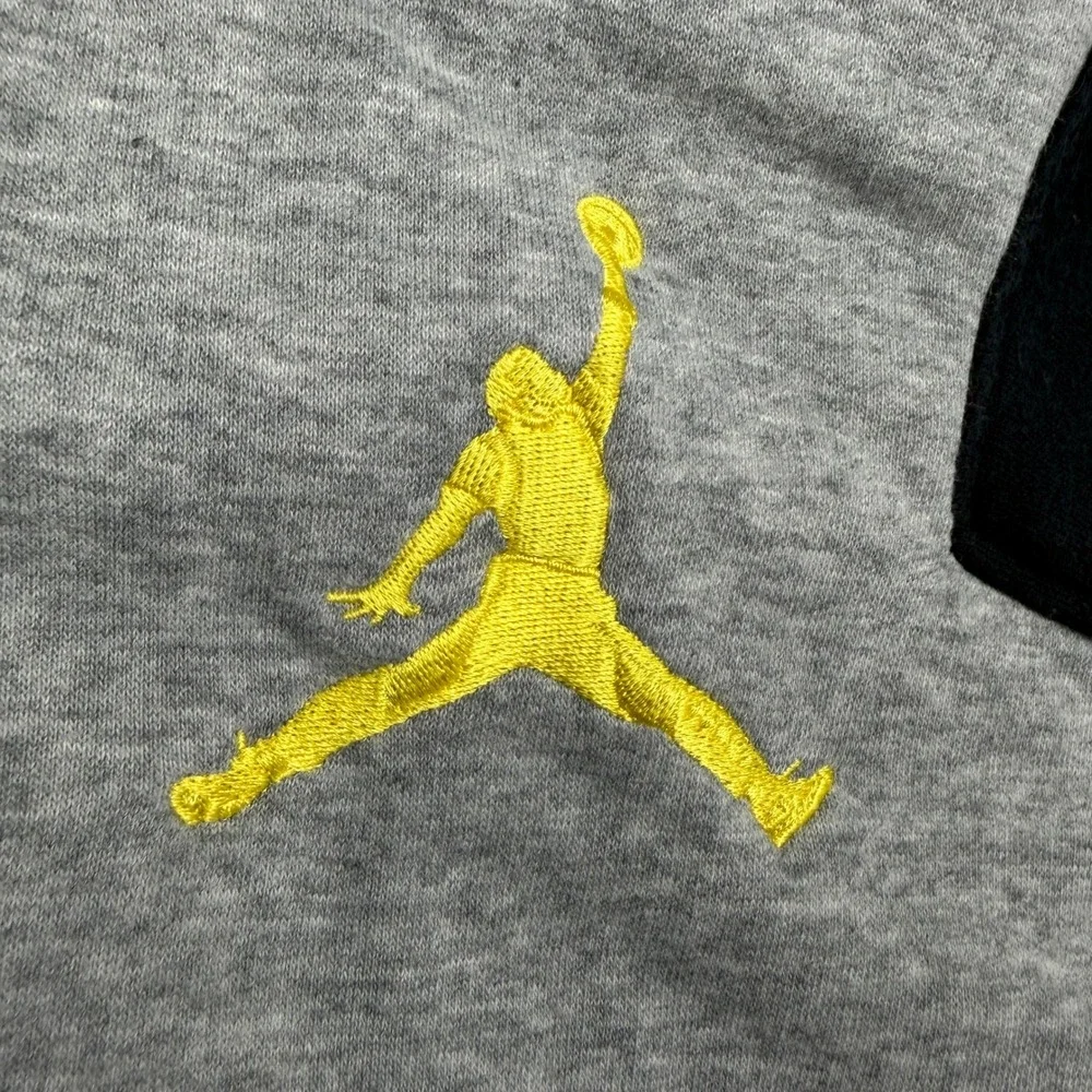 Jordan Snap Up Hoodie Mens XLT Gray‎ Black Yellow Colorblock Jumpman Logo